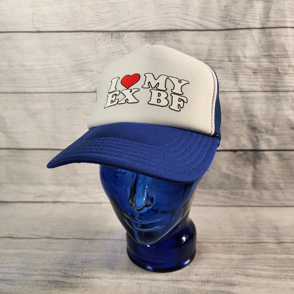 Otto I Love My Ex BF Trucker Hat Blue White Snapback Cap 39-169